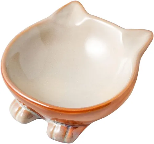 Miniatura 15 de Nihow Cuencos Elevados Inclinados para Gatos: Cuenco Elevado de Cerámica de 5 Pulgadas para Comida de Gato para Proteger la Columna Vertebral