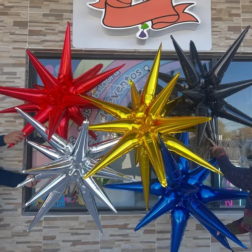 Miniatura 3 de 6 globos de estrella negra, globos de 22 pulgadas, globos de papel de aluminio con forma de estrella de Mylar para fiestas de cumpleaños, bodas