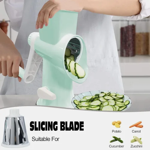 Miniatura 4 de Rallador de Queso Multifuncional Rotativo con Manivela Manual – Rallador de Queso Ralla, Rebana, Pica sin Esfuerzo. Aplicable para Queso, Verduras