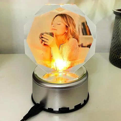 Miniatura 7 de Marco de Fotos de Color Personalizado como Regalo, Marcos de Fotos Personalizados, Regalos Personalizados de Fotos de Cristal 3D de Parejas con Luz