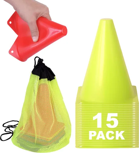 Miniatura 11 de Athllete Conos para entrenamiento deportivo, 7 pulgadas de alto y visibles, duraderos y fáciles de manejar, ideales para todo tipo de conos