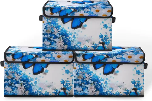 Miniatura 32 de Contenedores de almacenamiento apilables para ropa con tapas, organizadores de clóset con estampado de gatos de tela para el hogar y la oficina