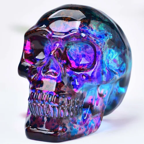 Miniatura 10 de Estatuas de cabeza de calavera de cristal, figuras de calavera K9, piedras preciosas de calavera de cristal, decoración de Halloween, regalos