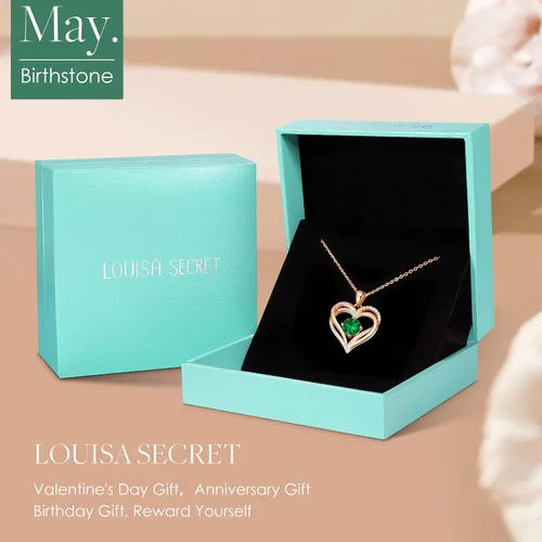 Miniatura 6 de LOUISA SECRET Love Heart Birthstone Necklaces for Women 925 Sterling Silver Rose Gold Pendant Forever Diamond Jewelry Valentines Day Christmas