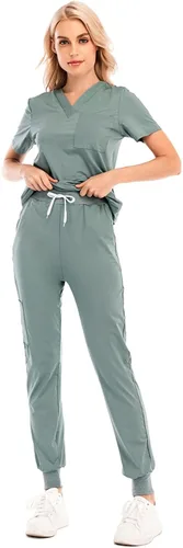 Miniatura 5 de Conjunto de uniformes médicos para mujer, conjunto de uniforme de enfermera, conjunto de trabajo al aire libre, conjunto de ropa quirúrgica elástica