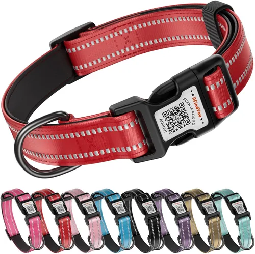 Miniatura 14 de Collar Reflectante para Perro, Collares Personalizados para Perro con Hebilla de Código QR, Collar de Nailon Suave para Mascotas Ajustable para Camo