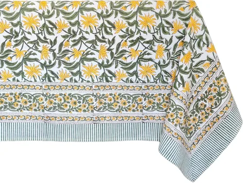 Miniatura 48 de ATOSII Mantel 100% algodón, Amara, floral, hecho a mano, rectangular, de lino, para cocina, comedor, fiestas, bodas, exteriores, picnics, Pascua