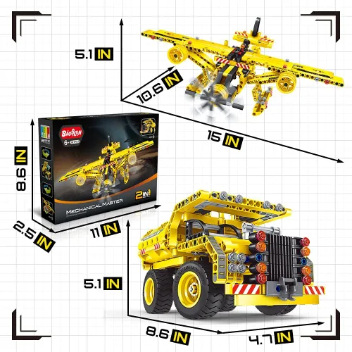 Miniatura 6 de STEM / Juguete de construcción para niños de 5, 6, 7, 8, 9, 10, 11, 12 años de edad, niño, niña - Juguete 2 en 1 de Camión y Avión Desmontable, 361