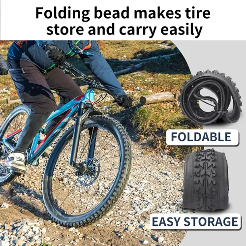 Miniatura 2 de Paquete de 2 neumáticos de bicicleta de 24 pulgadas/26 x 2.125 pulgadas, plegables, de repuesto para bicicleta de montaña Neumático sin tubo de 26"/1