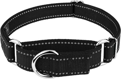 Country Brook Petz - Vibrante selección de 8 colores - Collar de perro Martingala de nailon reflectante (pequeño, 3/4 pulgadas, negro)