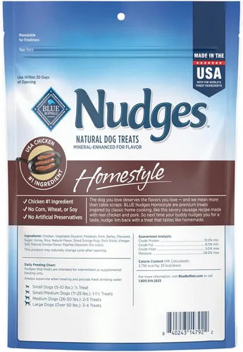 Miniatura 2 de Blue Buffalo Nudges Homestyle - Golosinas naturales para perros con pollo y cerdo, bolsa de 18 onzas