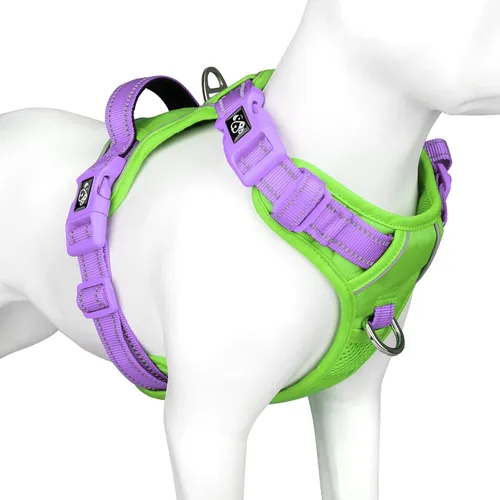 Miniatura 20 de PHOEPET Arnés para perro sin tirones, chaleco para perro reflectante ajustable de colores únicos, con mango de entrenamiento suave, clips de metal