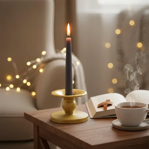 Miniatura 5 de Portavelas de mesa dorados, juego de 2, soporte reversible de metal para velas de pilar y velas cónicas, elegante bandeja para velas de mesa