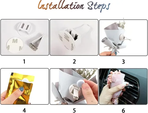 Miniatura 3 de Clips para ventilación de ambientador de auto pequeño, ramo de flores secas mini, clip de perfume para salida de aire acondicionado, decoración