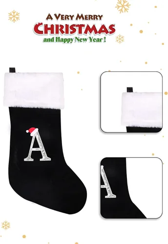 Miniatura 3 de Medias de Navidad de 20 pulgadas con monograma, letras, medias súper suaves grandes de Navidad, medias de monograma rojo para Navidad, regalo
