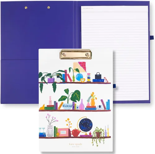 Miniatura 10 de Kate Spade New York - Portapapeles de tapa dura con estampado de leopardo A4 con clip de bajo perfil, padfolio profesional incluye bloc de notas