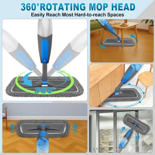 Miniatura 7 de BPAWA Trapeadores en aerosol para limpieza de suelos: mopa de microfibra húmeda y seca para pisos de vinilo de madera laminada de madera dura con 3