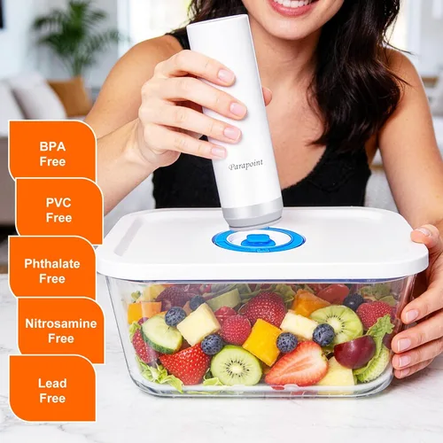 Miniatura 5 de Recipientes de vidrio de borosilicato con sellado al vacío para almacenamiento de alimentos, 3 tamaños (S, M, L), compatibles con máquinas