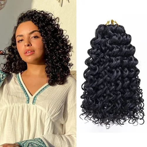Miniatura 40 de QRHSUKA - Mechones rizados con ganchillo GoGo, cabello ondulado con ganchillo de agua para mujeres, sintético gris, trenzado bohemio, trenza de onda