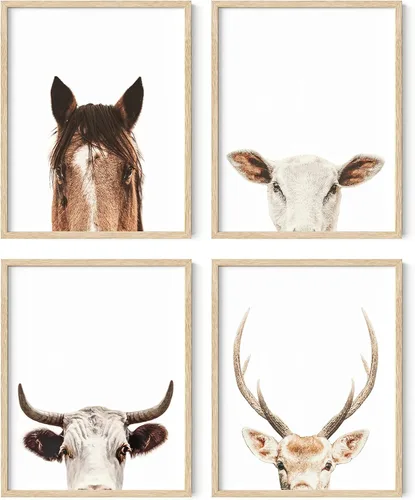 Miniatura 13 de HAUS AND HUES Arte para pared, juego de 4 impresiones rústicas de animales de granja