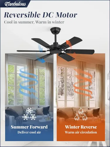 Miniatura 3 de Fanbulous Ventiladores de techo de 42 pulgadas sin luz con control remoto, ventilador de techo moderno sin luz, acabado doble, 6 cuchillas, motor CC