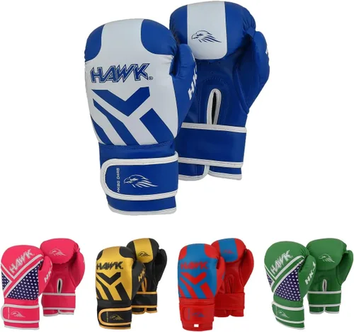 Guantes de boxeo para niños – Hawk Youth 4oz, 6oz, 8oz para niños y niñas | Guantes de boxeo Maya Hide de cuero para boxeo, kickboxing, artes