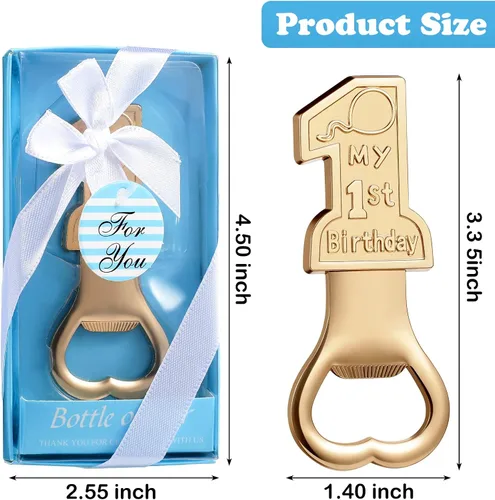 Miniatura 2 de Paquete de 30 suministros para fiesta de primer cumpleaños, regalo para invitados, 1 abrebotellas, decoración de primer aniversario, recuerdos, Azul