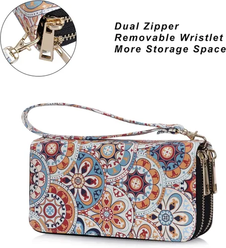 Miniatura 4 de Cartera de teléfono celular para mujer con doble cremallera y correa de muñeca extraíble
