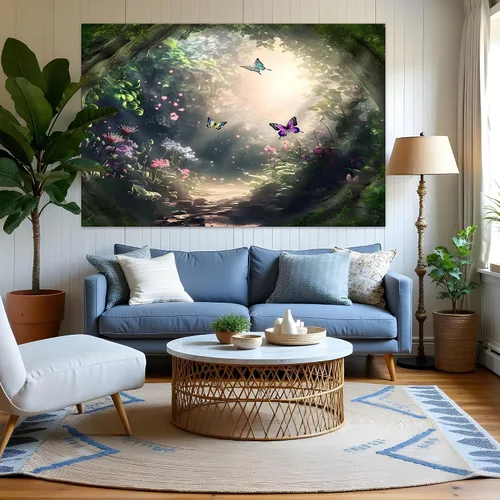 Telón de fondo de fotos de bosque encantado, tapiz de pared de mariposa, fondo de fotografía de hadas, pancarta temática de fantasía, decoración de