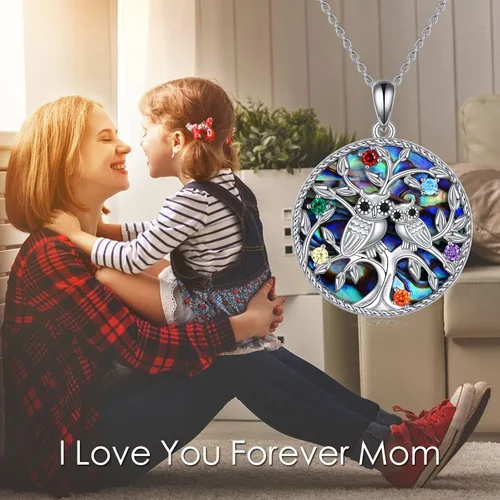 Miniatura 6 de ONEFINITY Collar de plata de ley con diseño de árbol de la vida, diseño de búho, regalo de joyería para mujer