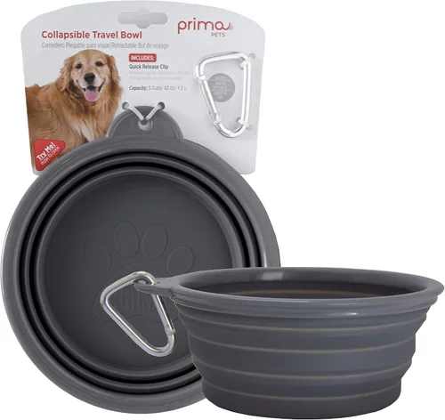 Miniatura 14 de Prima Pet Plegable Silicona Food & agua Tazón con clip de viaje para perro y gato, tamaños disponibles: pequeño (1,5 tazas) & Grande (5 tazas), Agua