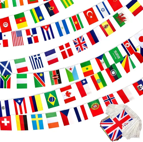 KERDA Banderas internacionales del mundo de 224 países, decoración para juegos olímpicos, escuela, bares, eventos deportivos, gran apertura, 8.2 x
