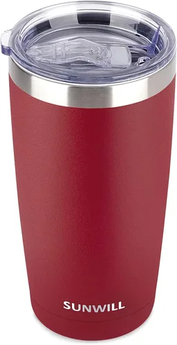Miniatura 28 de SUNWILL Vaso de café de viaje de 20 onzas, taza aislada con tapa, taza de acero inoxidable para bebidas calientes y frías, con recubrimiento