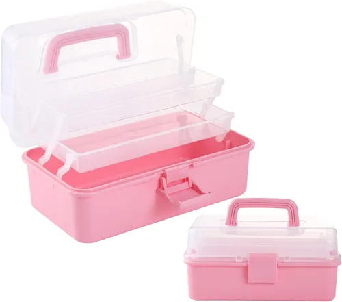 11(in) Caja Organizadora Plegable Versátil de Tres Capas, Ideal para Arte y Manualidades, Juguetes, Suministros de Costura, Joyería y Herramientas,