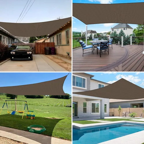 Miniatura 2 de E&K Sunrise - Toldo parasol rectangular de 12 x 14 pies, bloquea los rayos UV, para pérgola, patio, jardín al aire libre (marrón)