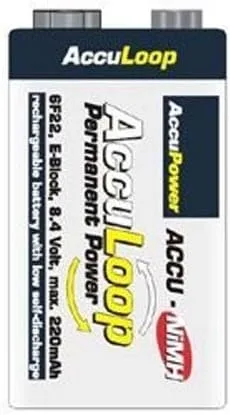 Miniatura 2 de AccuPower AccuLoop - Batería recargable (9 voltios, 220 mAh, NiMH, PP3)