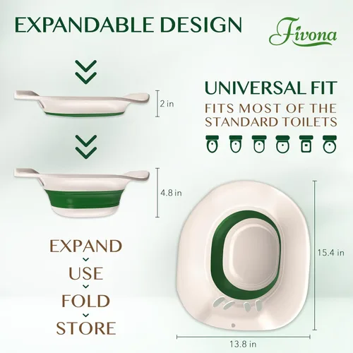Miniatura 5 de Fivona Kit de baño 2 en 1 sobre el asiento del inodoro con mezcla de sal de Epsom con aceites esenciales para hemorroides y cuidado posparto, ideal
