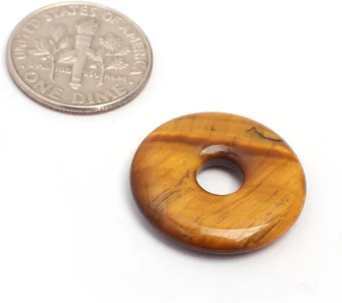 Miniatura 30 de JOE FOREMAN Anillo de cuarzo amatista natural de 1.181 in con colgante de donas circulares para hacer joyas, 1 unidad, Piedra