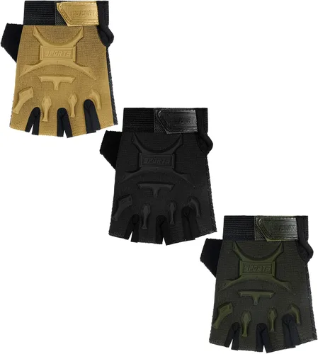 Miniatura 8 de SATINIOR - 3 pares de guantes de medio dedo para niños, guantes de ciclismo antideslizantes con gel, ajustables, para niñas y niños