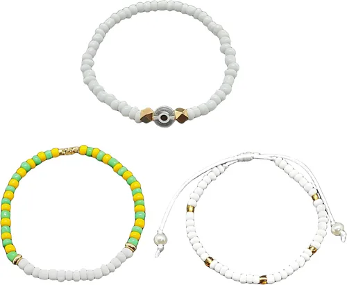 Hecho a mano contra el mal de ojo orishas joyería de protección Ilde elástico elástico ajustable con cuentas unisex amuleto pulsera conjunto