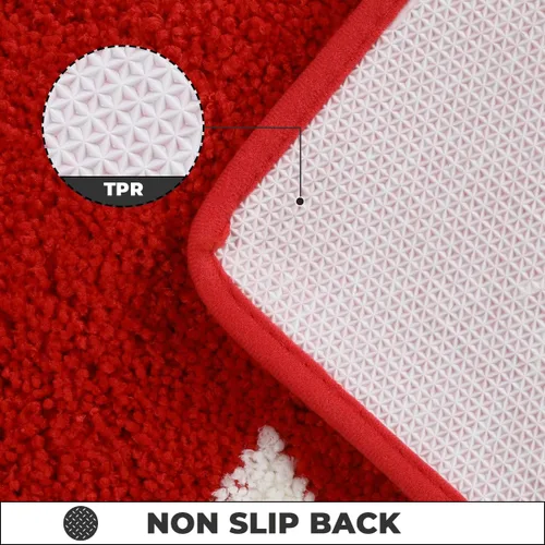 Miniatura 5 de Tapete de baño rojo súper absorbente, antideslizante y lavable a máquina, tapete grueso para baño (24 x 16 pulgadas, corazón rojo)
