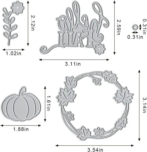 Miniatura 2 de Troqueles de corte de metal de calabaza de otoño, hojas de arce y girasol, troqueladas para hacer tarjetas, Acción de Gracias, álbumes de recortes