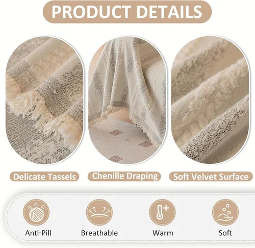 Miniatura 85 de VClife Fundas de sofá bohemio de felpilla para sofá seccional, fundas de sofá suaves y antideslizantes para sofá de 2 cojines, protector de muebles