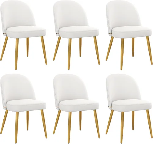 Miniatura 13 de KCC Juego de 2 sillas de comedor modernas de piel sintética, sillas de cocina tapizadas, sillas laterales sin brazos con respaldo curvado y patas