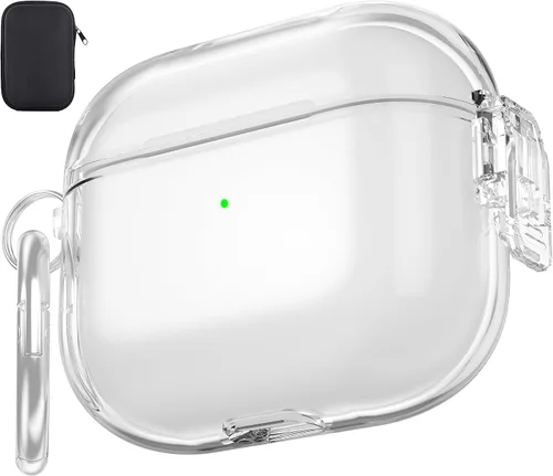 Miniatura 43 de Valkit - Funda transparente protectora para estuche de AirPods, con llavero, poliuretano termoplástico suave, a prueba de golpes, compatible