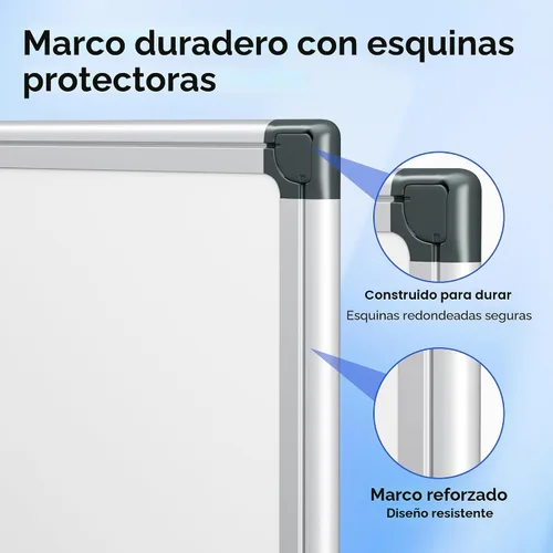 Miniatura 5 de VUSIGN Pizarra blanca magnética de 24 x 18 pulgadas para pared, pizarra de borrado en seco con marco plateado, pizarra blanca colgante para oficina