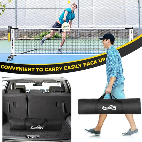 Miniatura 5 de Fostoy Pickleball Net with Wheels, Portable 2-in-1 Pickle Ball Net with Ball Collector,22FT Regulation Size & 11FT Half Court Size, Carry Bag