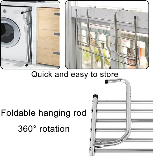 Miniatura 4 de Percha de ropa de acero inoxidable, estante plegable para toallas, estantes para plantas, estante de secado multifunción para ahorrar espacio