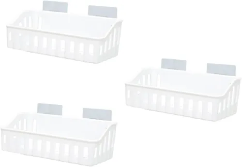 Miniatura 10 de Cabilock Estante de baño montado en la pared, cesta de almacenamiento para ducha y cocina, café claro, organizador multiusos para almacenamiento