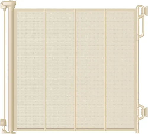 Miniatura 9 de SPACEANY Puerta retráctil reforzada para bebé, puerta de malla para perros, puerta de seguridad infantil para puertas, escaleras, pasillos, Gris